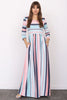 Quarter Sleeve Stripe Maxi Dress
