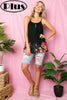 SOLID FLORAL RUFFLED BOTTOM TUNIC PLUS TANK TOP