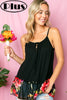SOLID FLORAL RUFFLED BOTTOM TUNIC PLUS TANK TOP