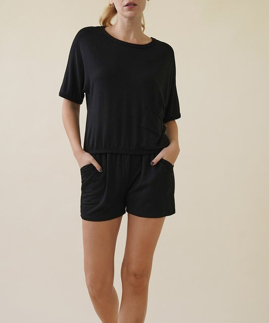 BAMBOO FRENCH TERRY CROP AND SHORTS SET