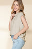 Oatmeal Solid Color Cap Sleeve Knitted Sweater