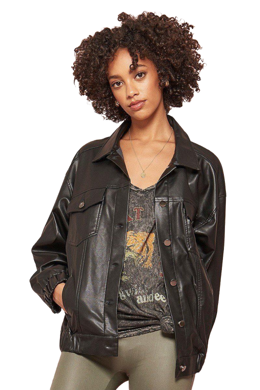 Edgy Elegance A Faux Leather Jacket