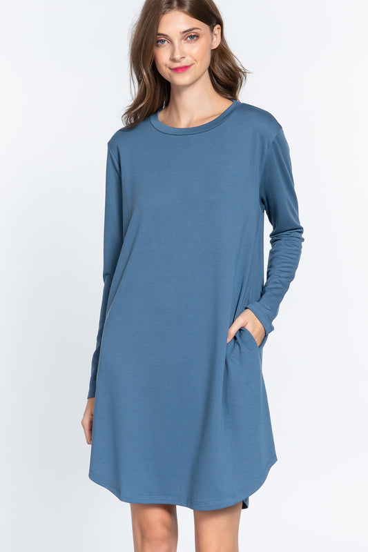 Relaxed Vibes Long Sleeve French Terry Mini Dress