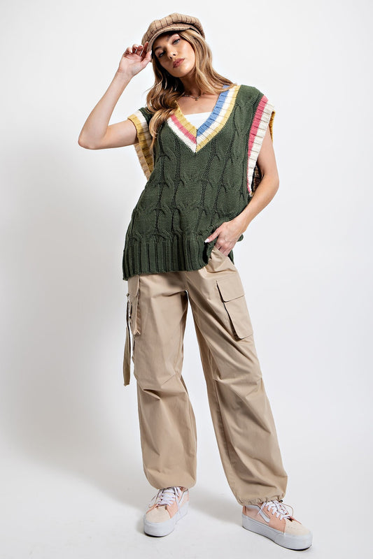 Vibrant Layers Multi Color Knitted Sweater Vest